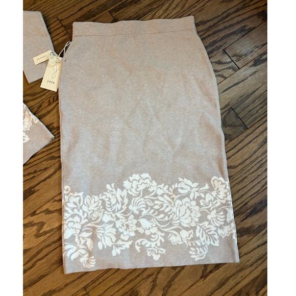 joie 2pc Sweater and skirt set tan boho cottage minialist size medium NWT - Picture 3 of 11